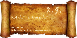 Kohári Gergő névjegykártya